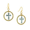 1928 Spiritual Shimmering Crystal Cross Hoop Earrings