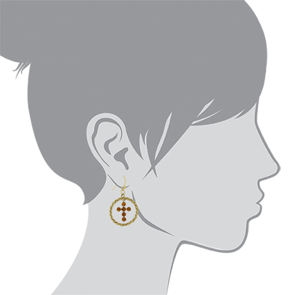 1928 Spiritual Shimmering Crystal Cross Hoop Earrings