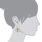 1928 Spiritual Shimmering Crystal Cross Hoop Earrings