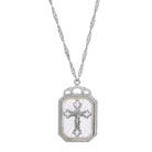 Symbols Of Faith Frosted Stone With Cross Large Pendant Necklace 28"