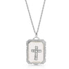 Symbols Of Faith Frosted Stone With Crystal Cross Large Pendant Necklace 18