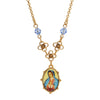 Symbols Of Faith Light Blue Small Oval Mary Pendant Necklace 16