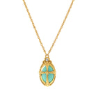 Symbols Of Faith Imitation Turquoise Oval Pendant Necklace 20"