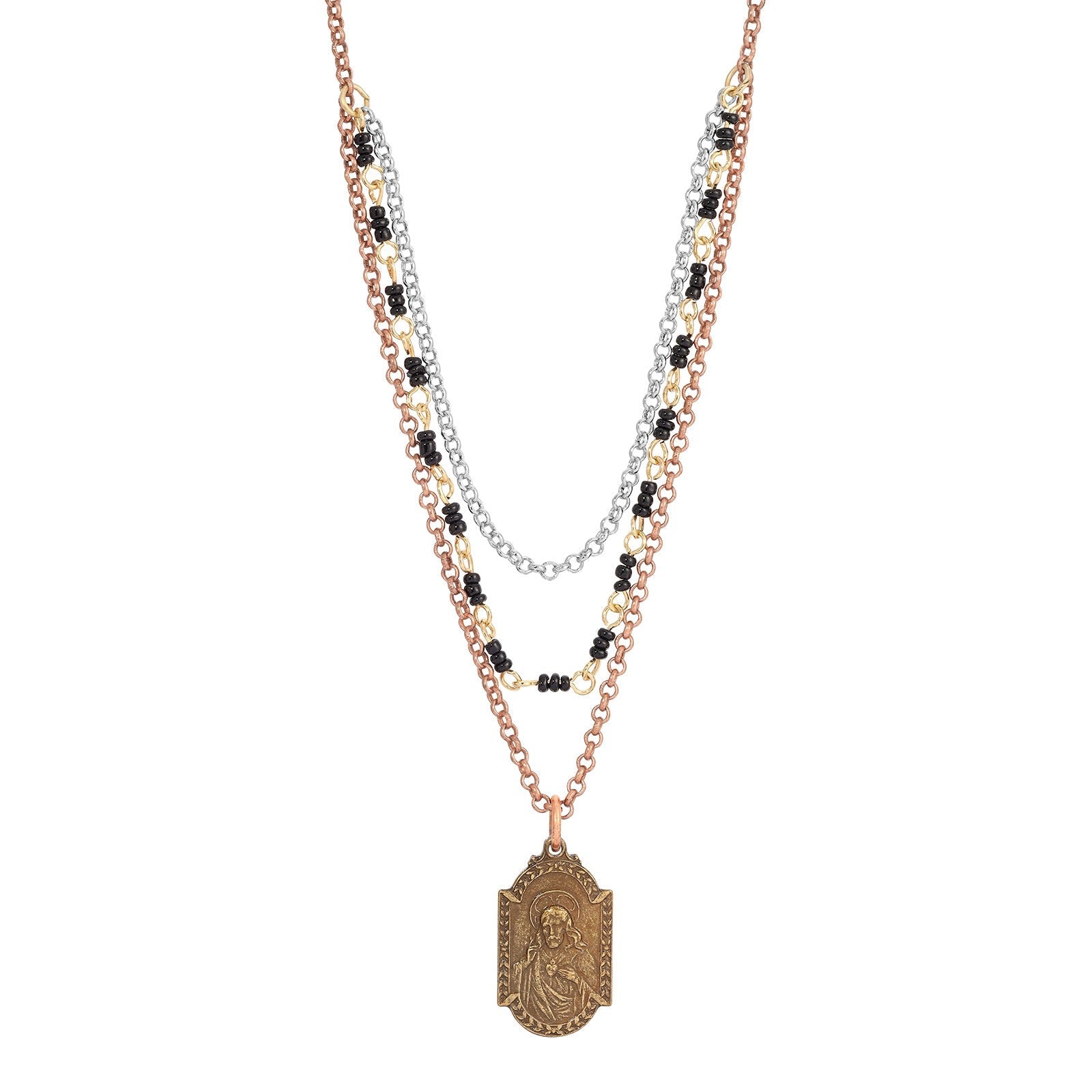 Symbols Of Faith Sacred Heart Our Lady Of Mount Carmel Medal Pendant Necklace 16" + 3" Extender