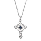 Symbols Of Faith Blue And Crystal Cross Pendant Necklace 16" + 3" Extender