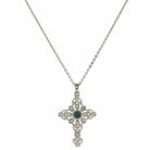 Symbols Of Faith Blue And Crystal Cross Pendant Necklace 16" + 3" Extender