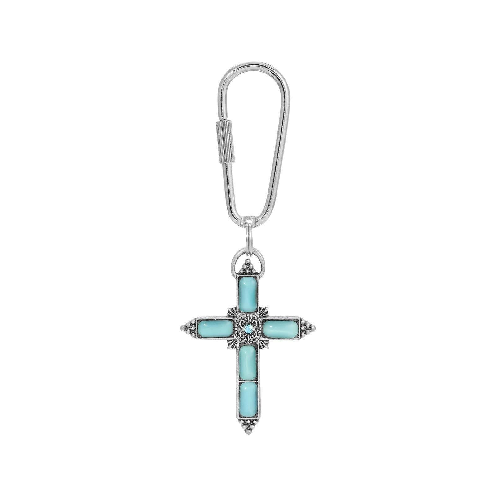 Symbols of Faith Moonstone & Crystal Cross Carabiner Key Chain