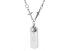 Symbols Of Faith Round Crystal And Inspirational Tag Cross Pendant Necklace 20"