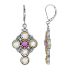 Symbols Of Faith Amethyst Round Crystal Stones Drop Earrings