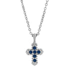 Symbols Of Faith Blue Crystal Cross Pendant Necklace 16" + 3" Extender