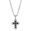 Symbols Of Faith Blue Crystal Cross Pendant Necklace 16