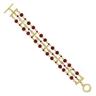 Symbols Of Faith 3-Row Bead And Cross Toggle Bracelet