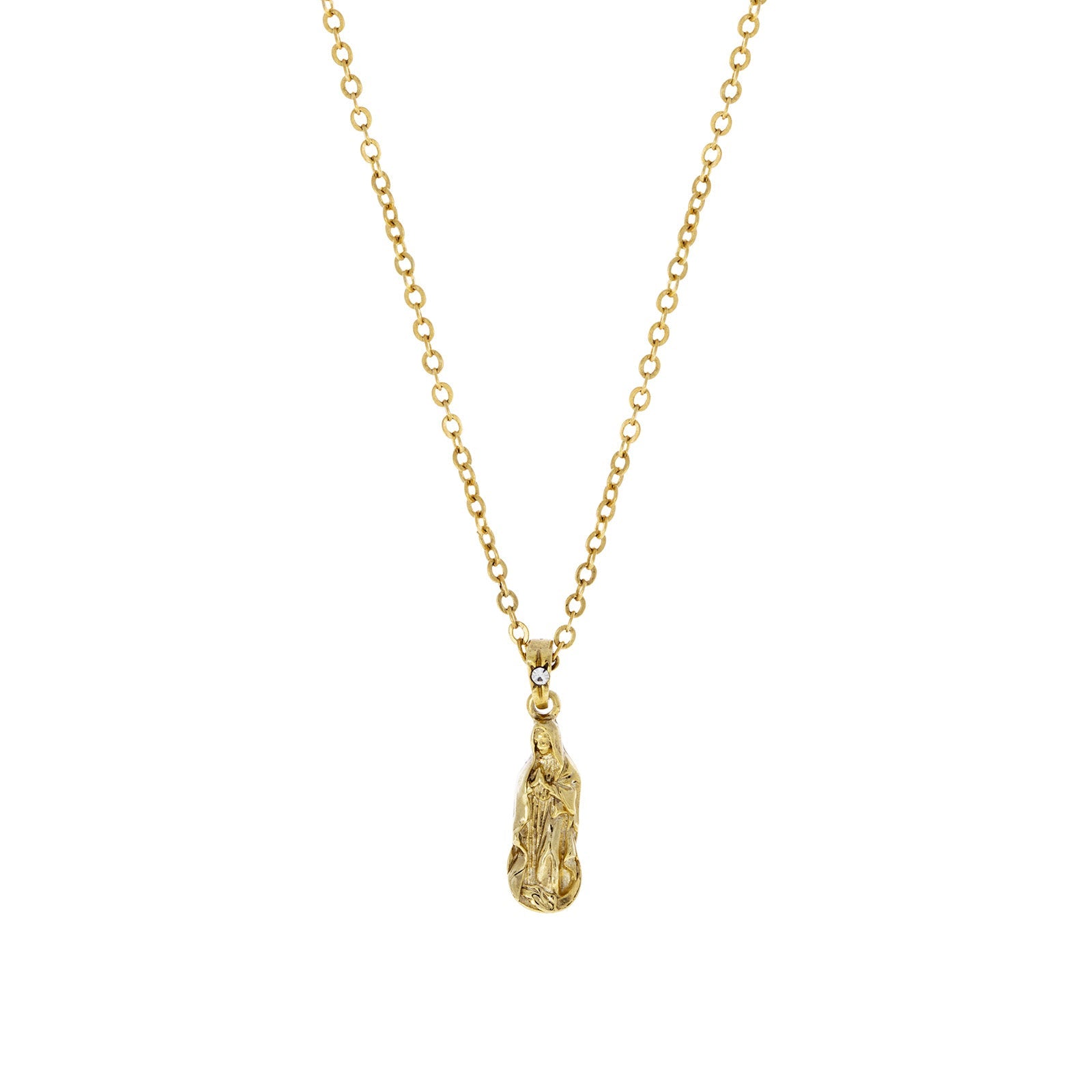 Symbols Of Faith Gold Mary Petite Pendant Necklace 16" + 3" Extender