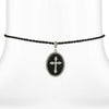 Symbols Of Faith Black Oval Stone Cross Pendant Necklace 15