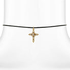 Symbols of Faith Crystal Filigree Cross Pendant Satin Cord Choker Necklace 14" + 5" Extender