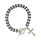 Symbols Of Faith Rhinestone Crystal Cross Drop Toggle Bracelet