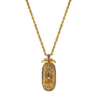 Opened Red Enamel Swing Open Pendant Enclosed Reliquary Crucifix Necklace 30"