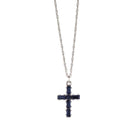 Symbols Of Faith Pewter Crystal Small Cross Pendant Necklace 16" + 3" Extender