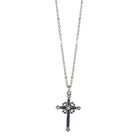 Symbols Of Faith Pewter Hand Enamel Cross With Crystals Pendant Necklace 18"