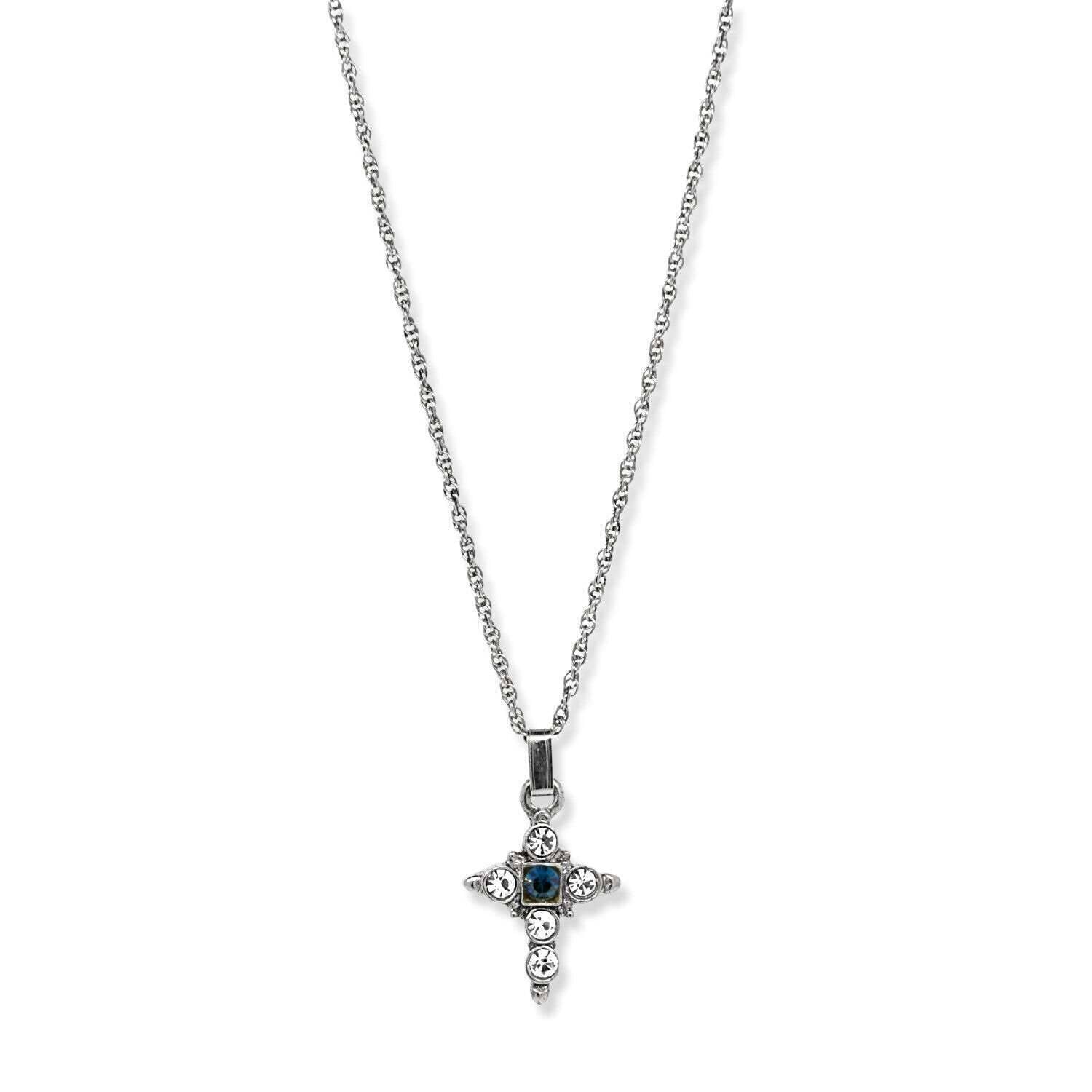 Symbols Of Faith Crystal Cross Pendant Necklace 16" + 3" Extender