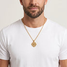 Man wearing a Gold Jerusalem Cross Pendant Necklace 