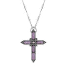 Symbols Of Faith Moonstone & Crystal Cross Pendant Necklace 20"