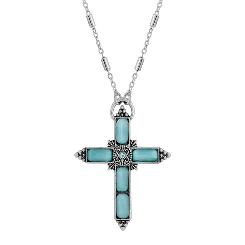 Symbols Of Faith Moonstone Crystal Cross Pendant Necklace 20