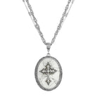 Symbols of Faith Multi Chain Oval Gemstone & Cross Pendant Necklace 18" + 3" Extender