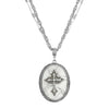 Symbols of Faith Multi Chain Oval Gemstone & Cross Pendant Necklace 18