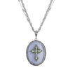 Symbols of Faith Multi Chain Oval Gemstone & Cross Pendant Necklace 18
