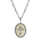 Symbols of Faith Multi Chain Oval Gemstone & Cross Pendant Necklace 18" + 3" Extender