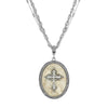 Symbols of Faith Multi Chain Oval Gemstone & Cross Pendant Necklace 18
