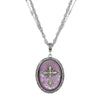 Symbols of Faith Multi Chain Oval Gemstone & Cross Pendant Necklace 18