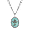 Symbols of Faith Multi Chain Oval Gemstone & Cross Pendant Necklace 18