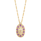 INRI Crucifix Purple Channel Crystal Oval Pendant Necklace
