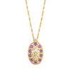 INRI Crucifix Channel Crystal Oval Pendant Necklace 26