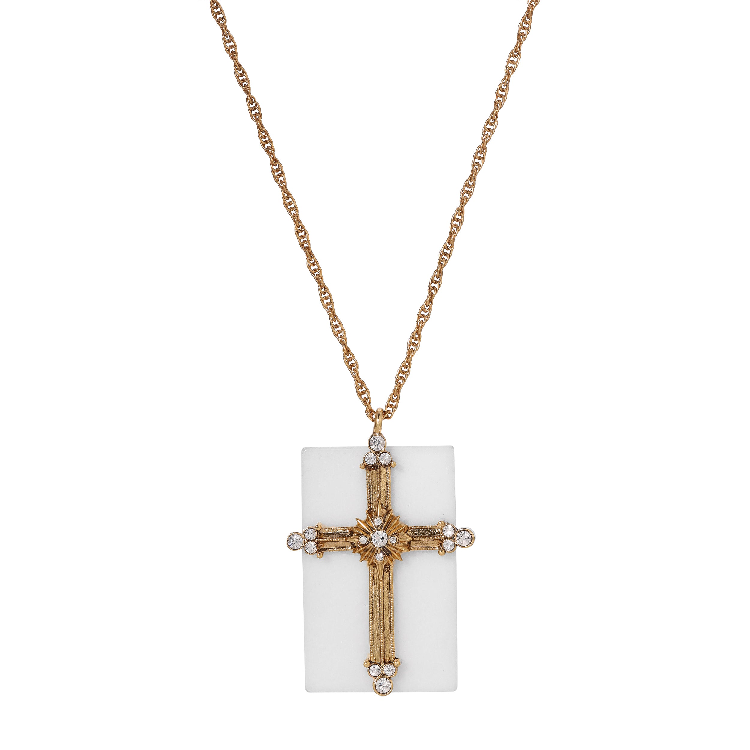 Gold Ornate Diamante Cross Necklace - Lovisa