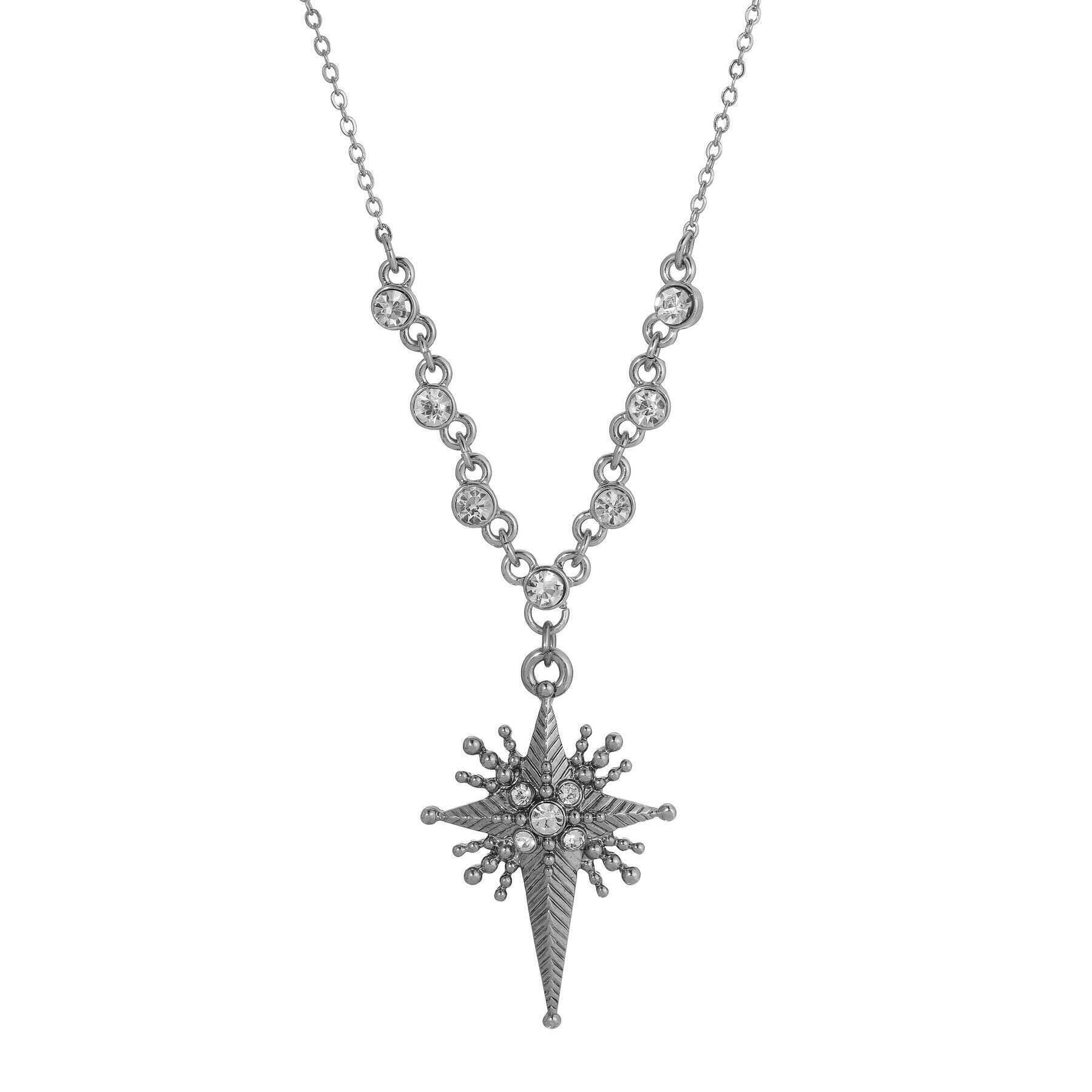 Symbols Of Faith Star Of Bethlehem Crystal Cross Pendant Necklace 16" + 3" Extender