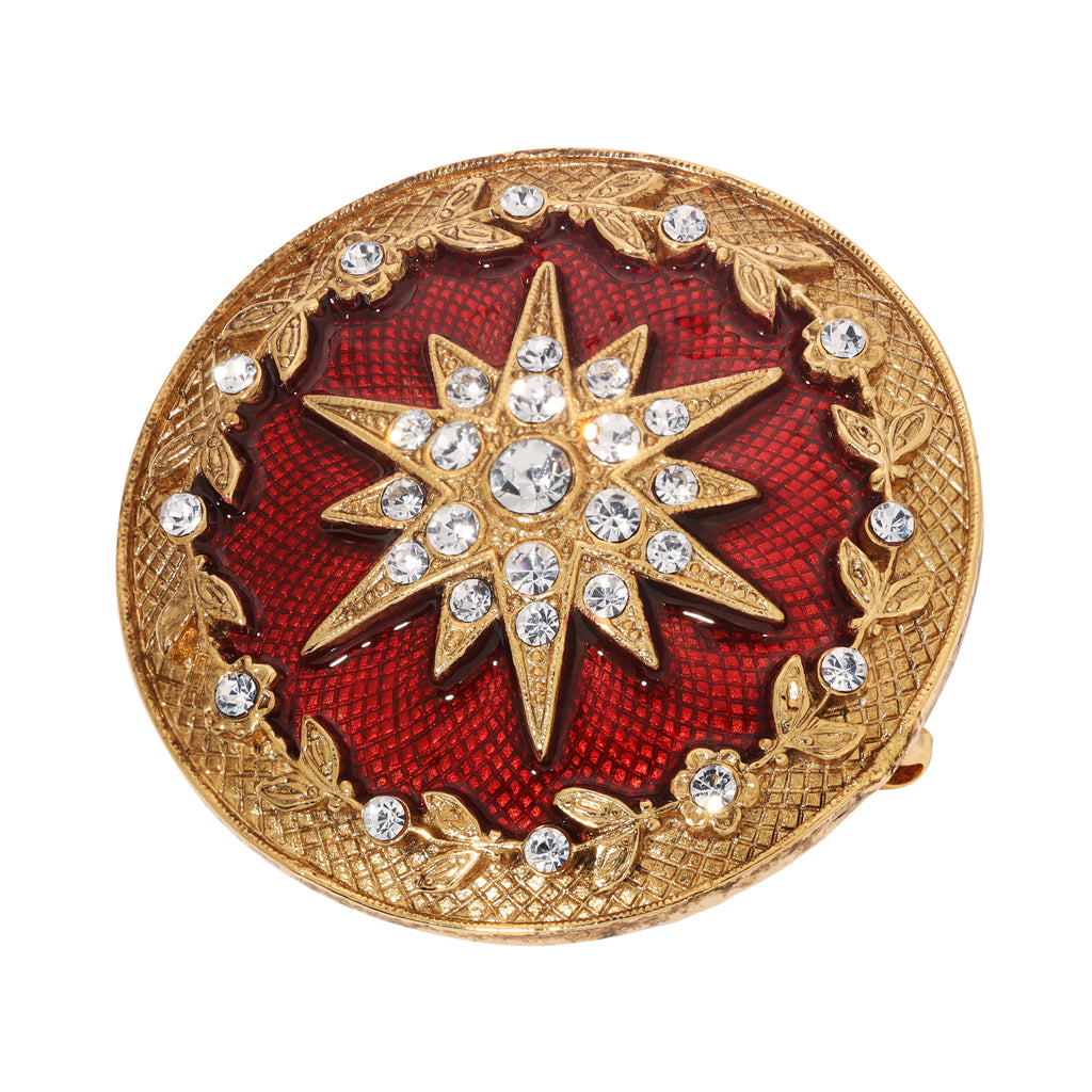 symbols of faith starburst crystal enamel round pin