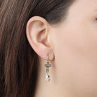 Symbols Of Faith Crystal Cross Briolette Stone Elegance Drop Earrings