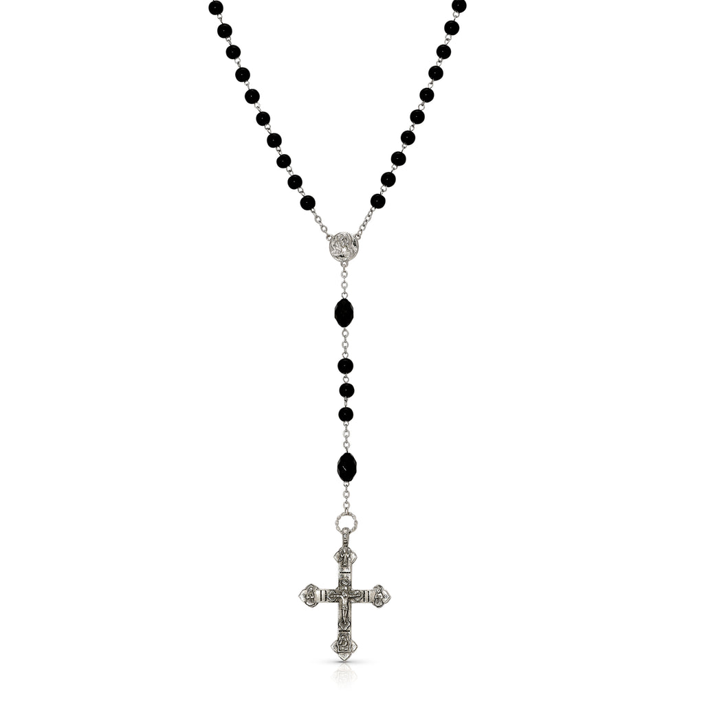 Symbols Of Faith Black Bead Crucifix Rosary
