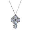 Symbols of Faith Victorian Filigree Cross Crystal Pendant Necklace 24