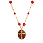 Symbols Of Faith Siam Red Crystal Oval Photo Locket Necklace 16"