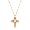 Symbols of Faith Cross & Faux Pearl Cable Chain Necklace 24