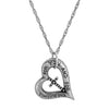 Symbols Of Faith Heartfelt Blessings Etched Heart & Cross Pendant Necklace 18