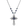 Symbols Of Faith Sapphire Blue & Montana Blue Crystal Filigree Cross Pendant Necklace 20