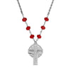 Symbols Of Faith Triquetra Crucifix Pendant Siam Red Beaded Chain Necklace 16