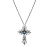 Symbols Of Faith Sapphire Blue Crystal Filigree Cross Pendant Necklace 20