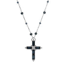 Symbols Of Faith Cross Crystal Pendant Beaded Chain Necklace 30"