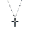 Cross Crystal Pendant Beaded Chain Necklace 30